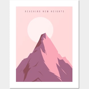 Reaching New Heights Mountaintop Illustration Posters and Art